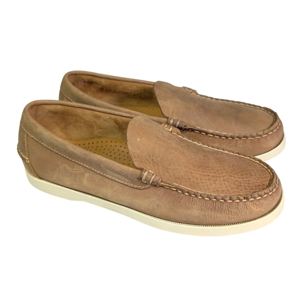 LL BEAN Casco Bay Shoes Mens Size 7D Loafers Moccasin Boat Moc Toe Preppy Brown